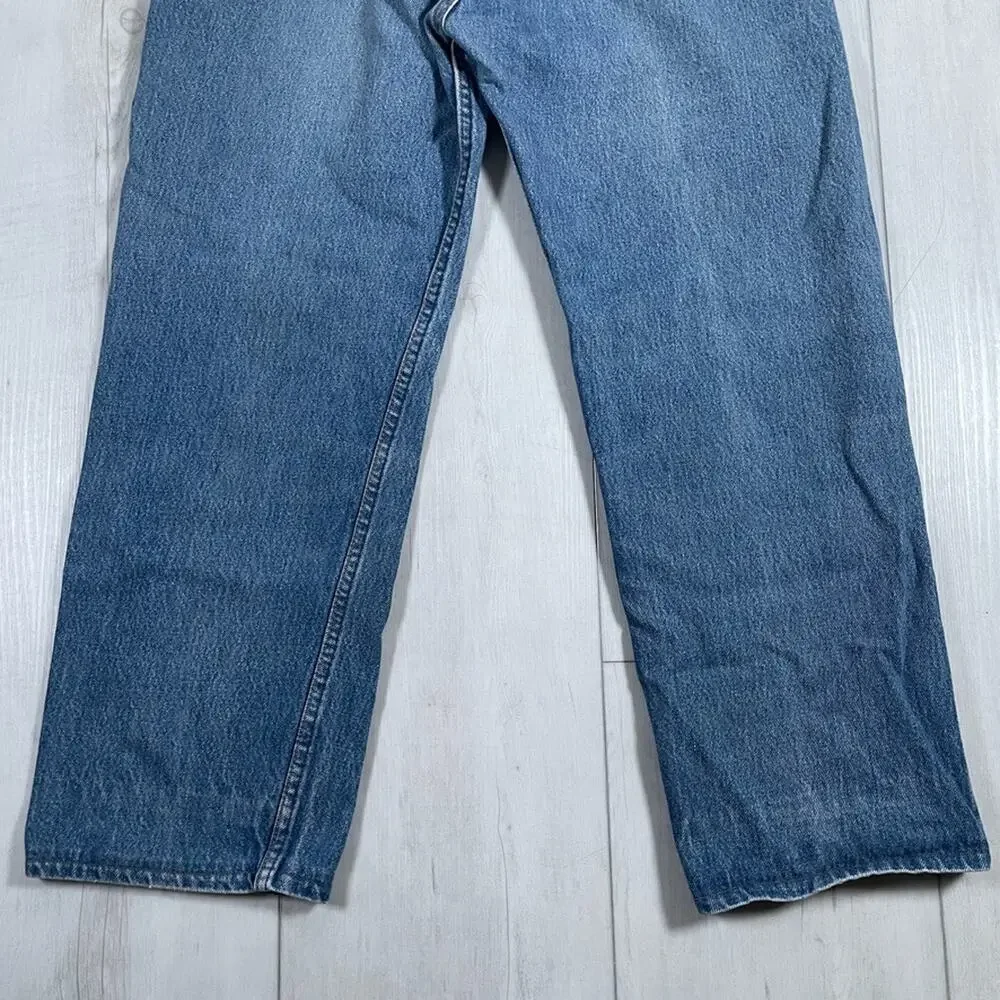 Levis Jeans 501 Premium Mens 36x26* (hemmed) Blue Distressed Buttonfly VTG